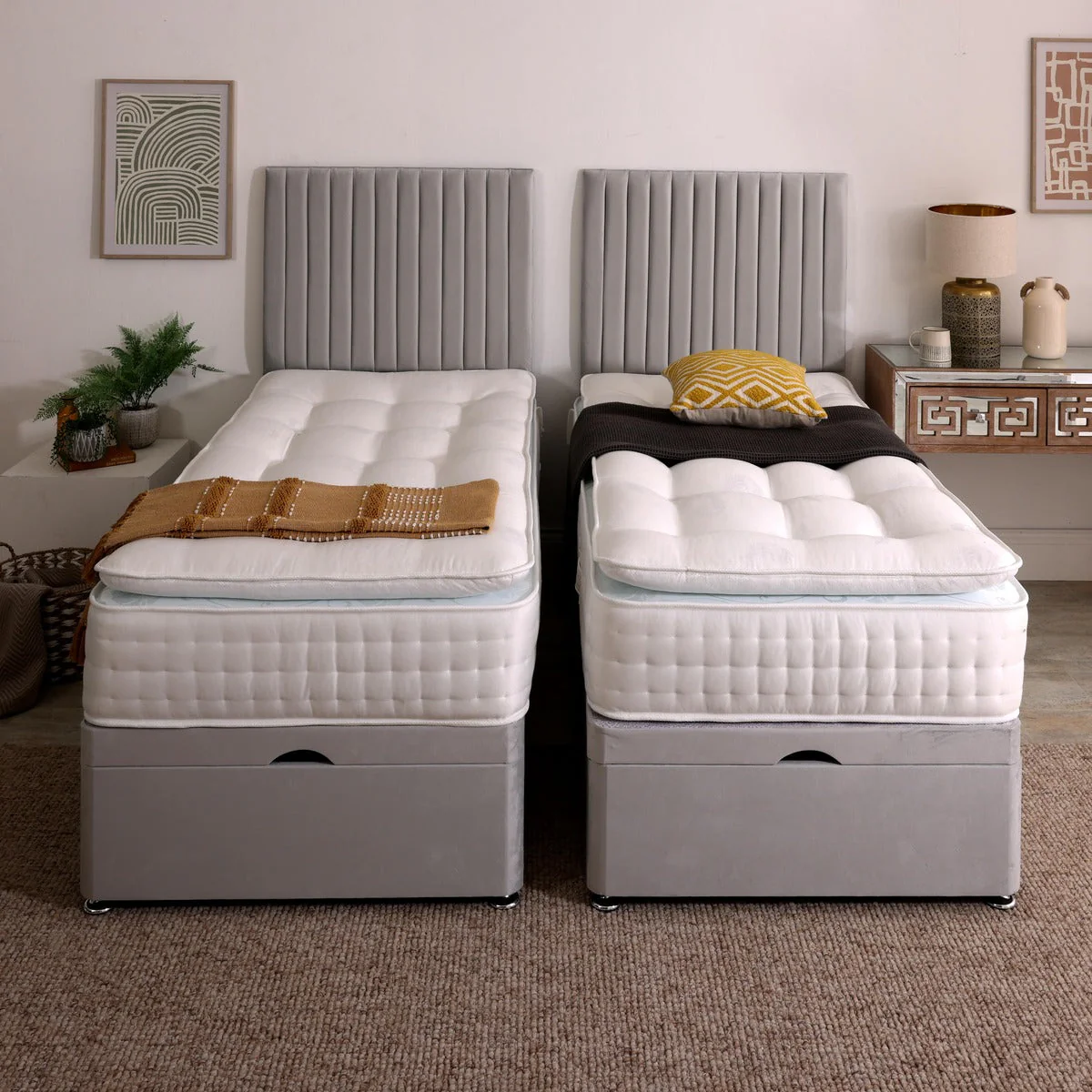 Cloud 1000 Pocket Medium Zip and Link Pillow Top Ottoman Divan Set - Image 3