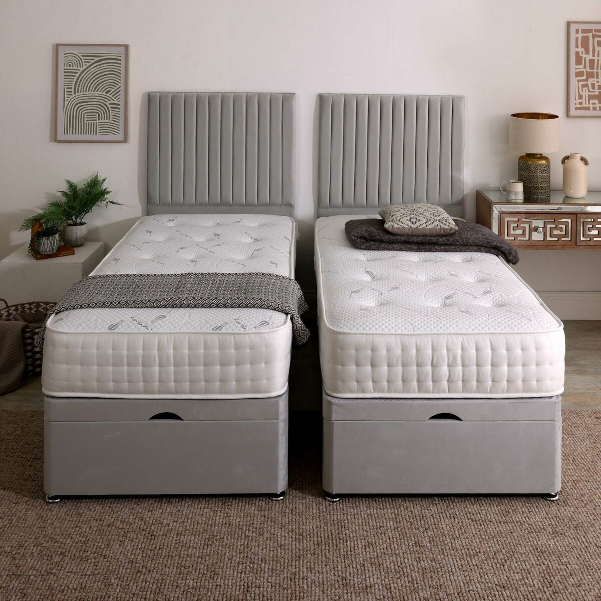Kashemere Firm Cool Blue Zip and Link Ottoman Divan Set - Image 2