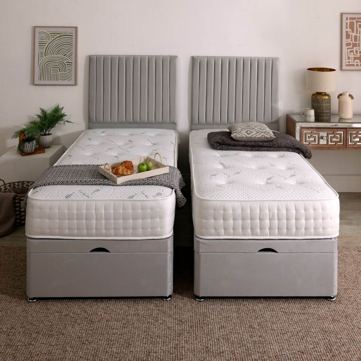 Kashemere Firm Cool Blue Zip and Link Ottoman Divan Set - Image 3