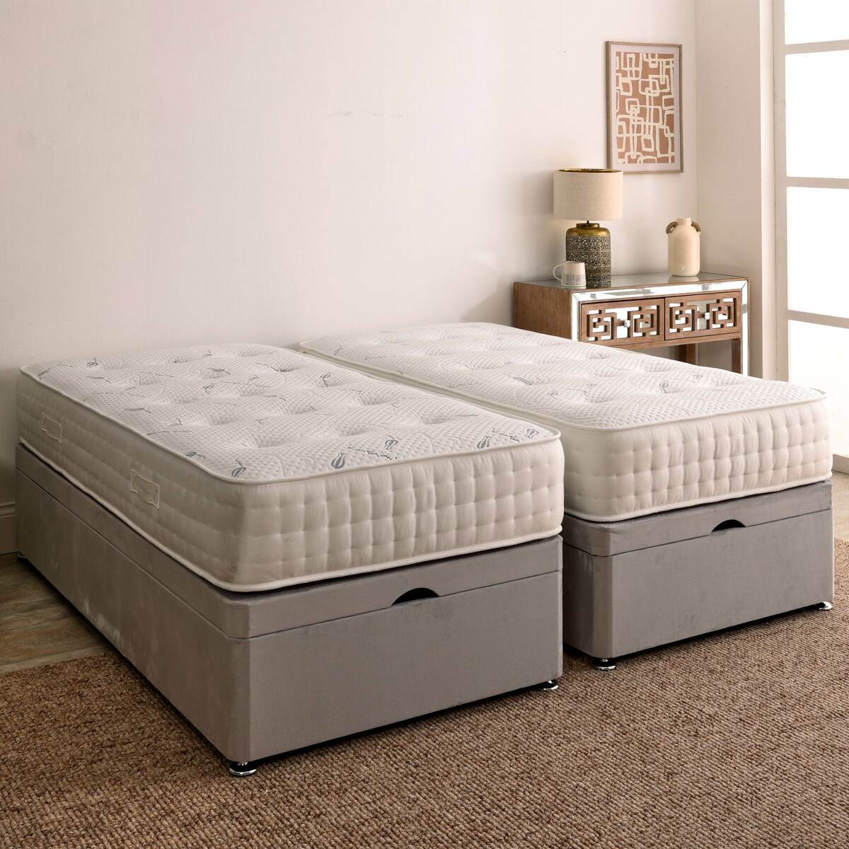 Kashemere Firm Cool Blue Zip and Link Ottoman Divan Set - Image 4