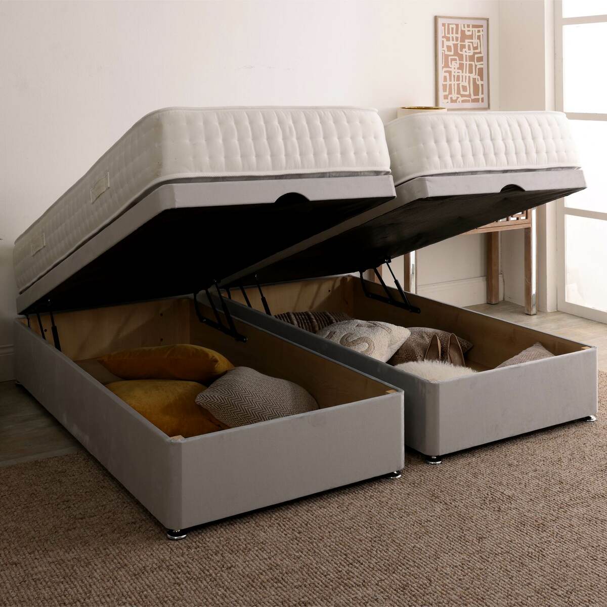 Kashemere Firm Cool Blue Zip and Link Ottoman Divan Set - Image 5