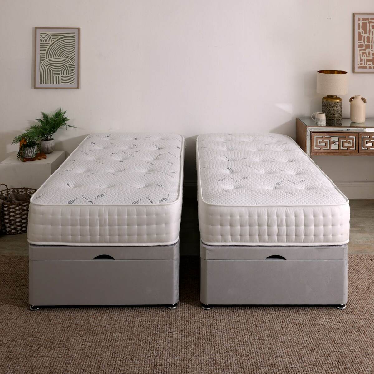 Kashemere Firm Cool Blue Zip and Link Ottoman Divan Set - Image 6