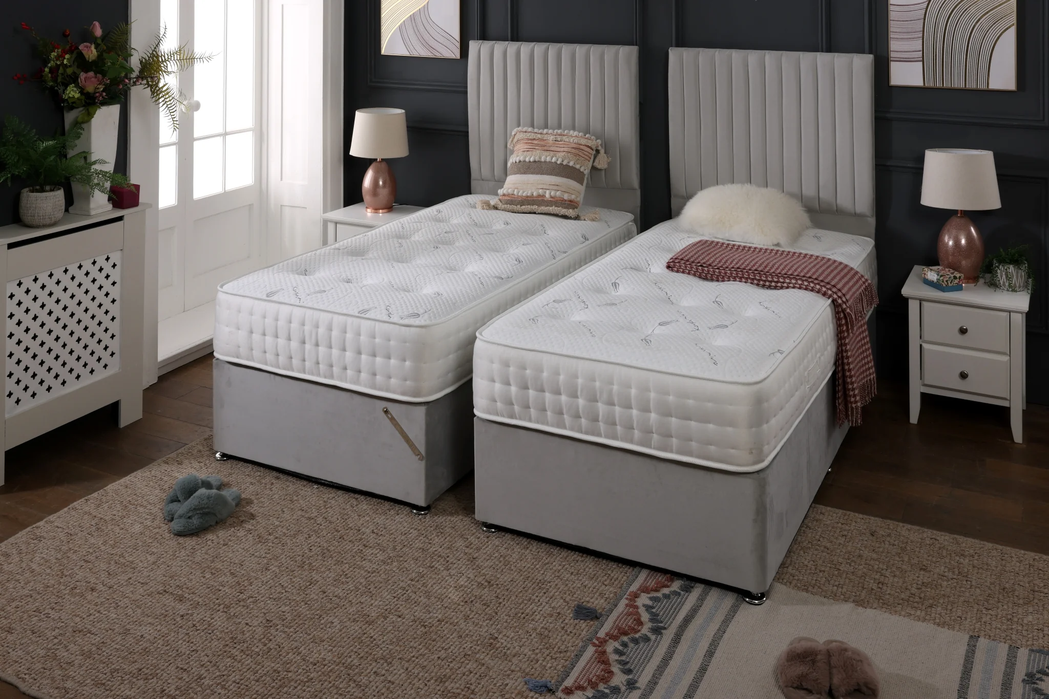 Kashmere Zip and Link 2000 Pocket Cool Blue Divan Bed Set Firm - Image 2