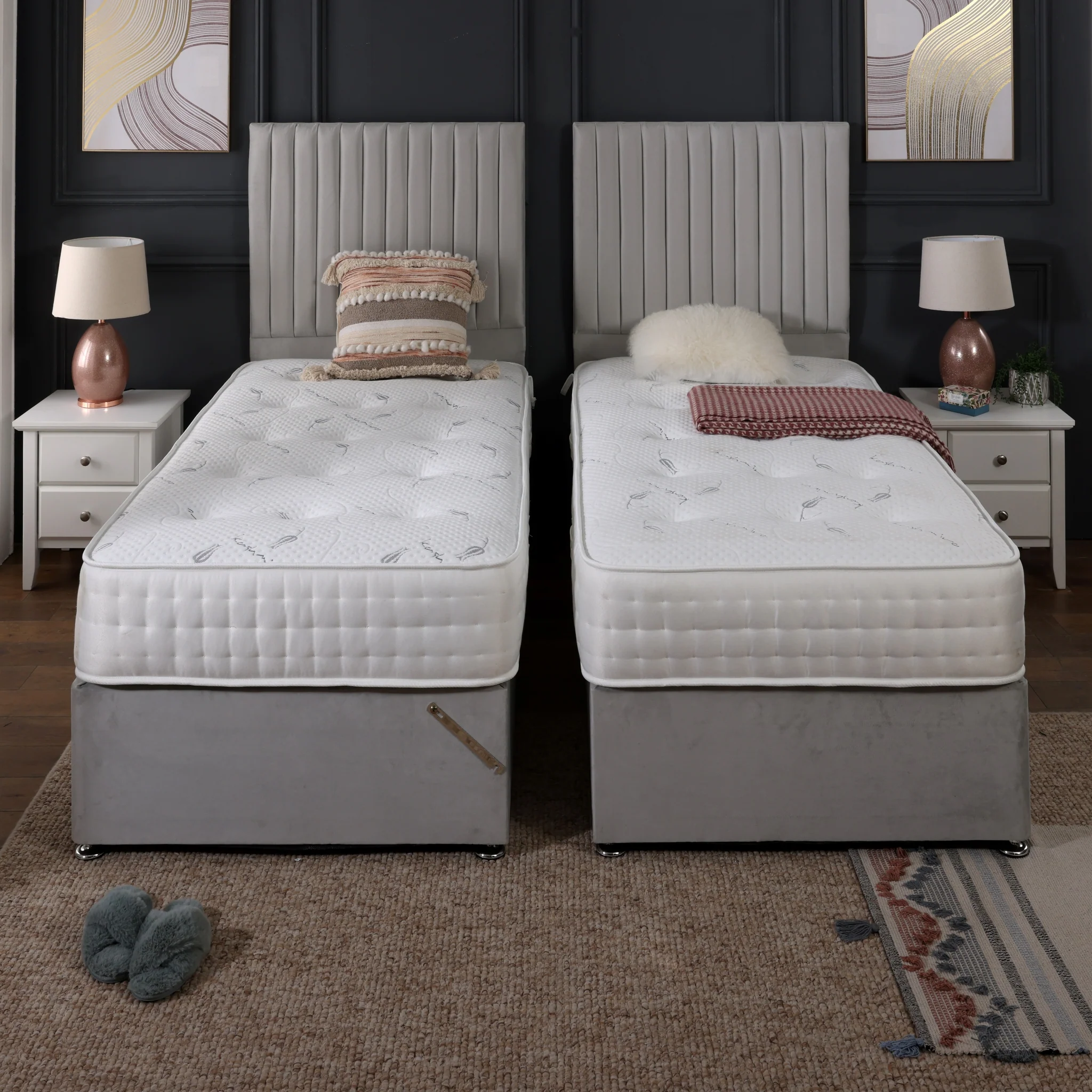 Kashmere Zip and Link 2000 Pocket Cool Blue Divan Bed Set Firm - Image 3