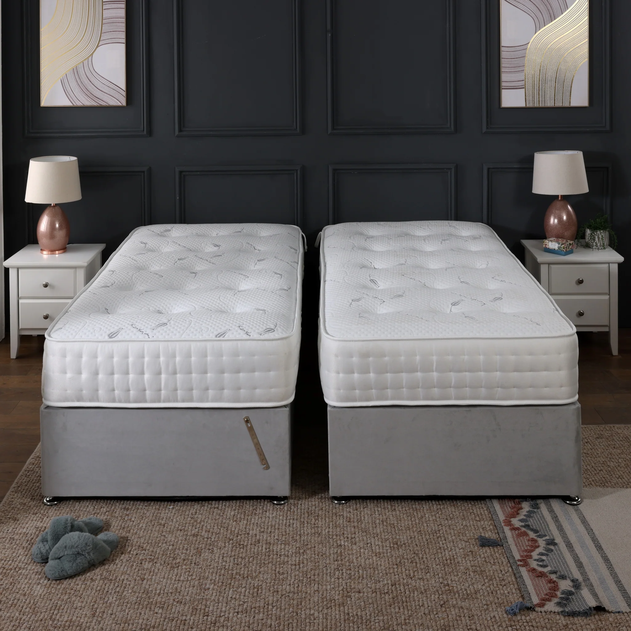 Kashmere Zip and Link 2000 Pocket Cool Blue Divan Bed Set Firm - Image 5