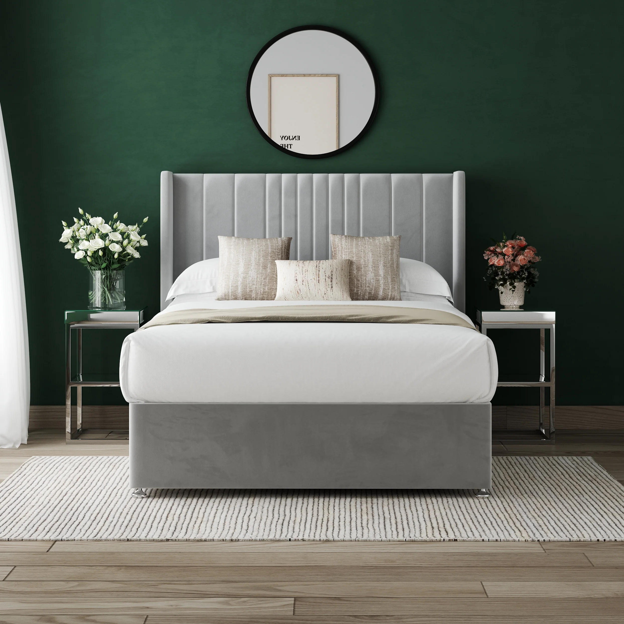 Mia Divan Bed Set with 54" Floorstanding Headboard