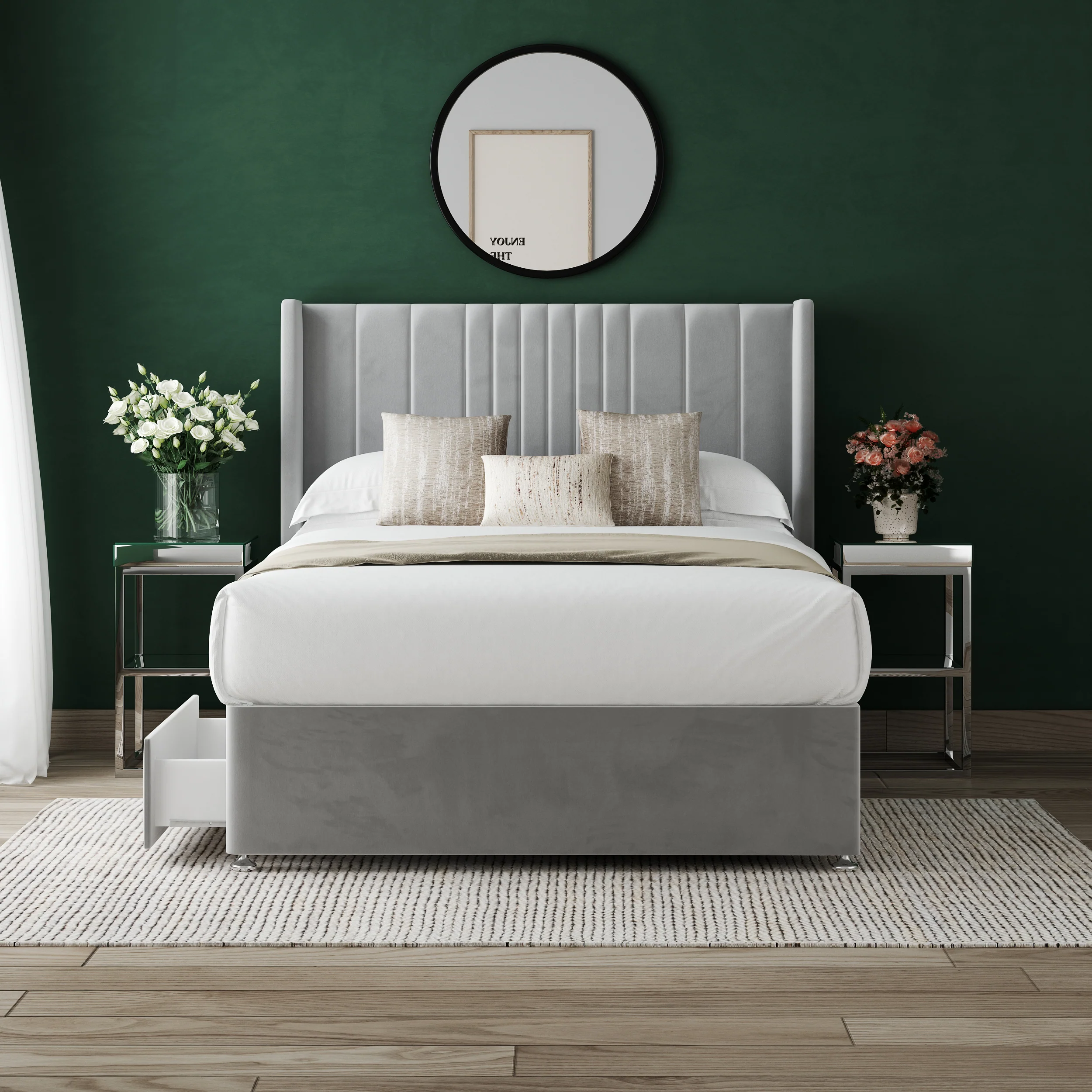 Mia Divan Bed Set with 54" Floorstanding Headboard - Image 2