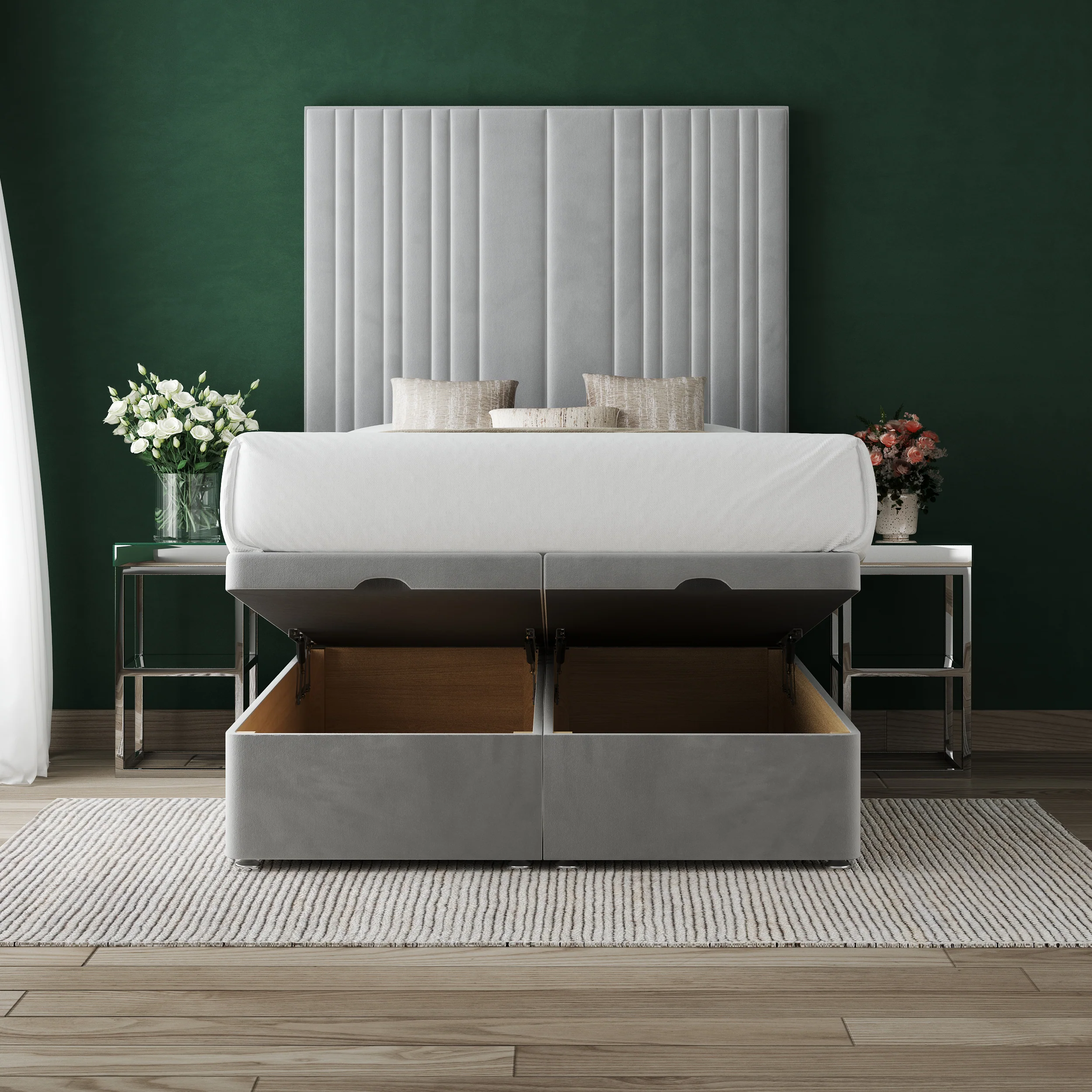 Savona Ottoman Bed with 54" Floorstanding Headboard - Image 2