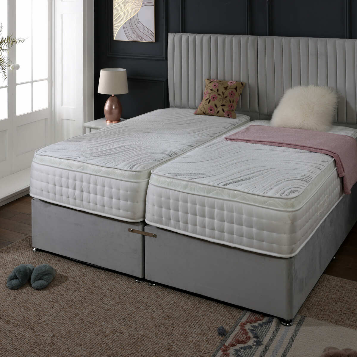 Spacebox Soft Zip and Link 1000 Pocket Sprung Pillow Box Divan Bed Set - Image 2