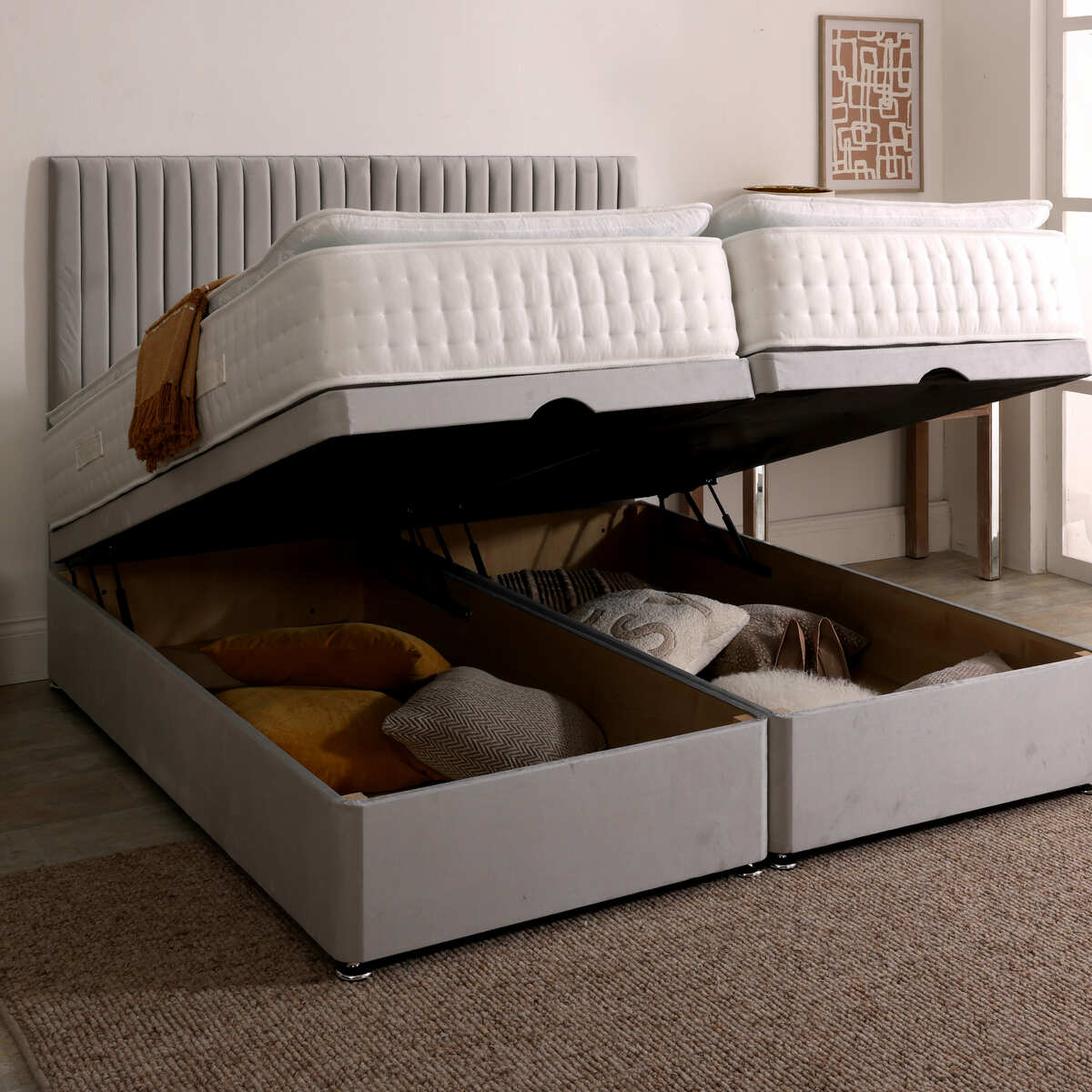Relax Zip and Link Orthopaedic Coil Sprung Pillow Top Ottoman Divan Set - Image 2