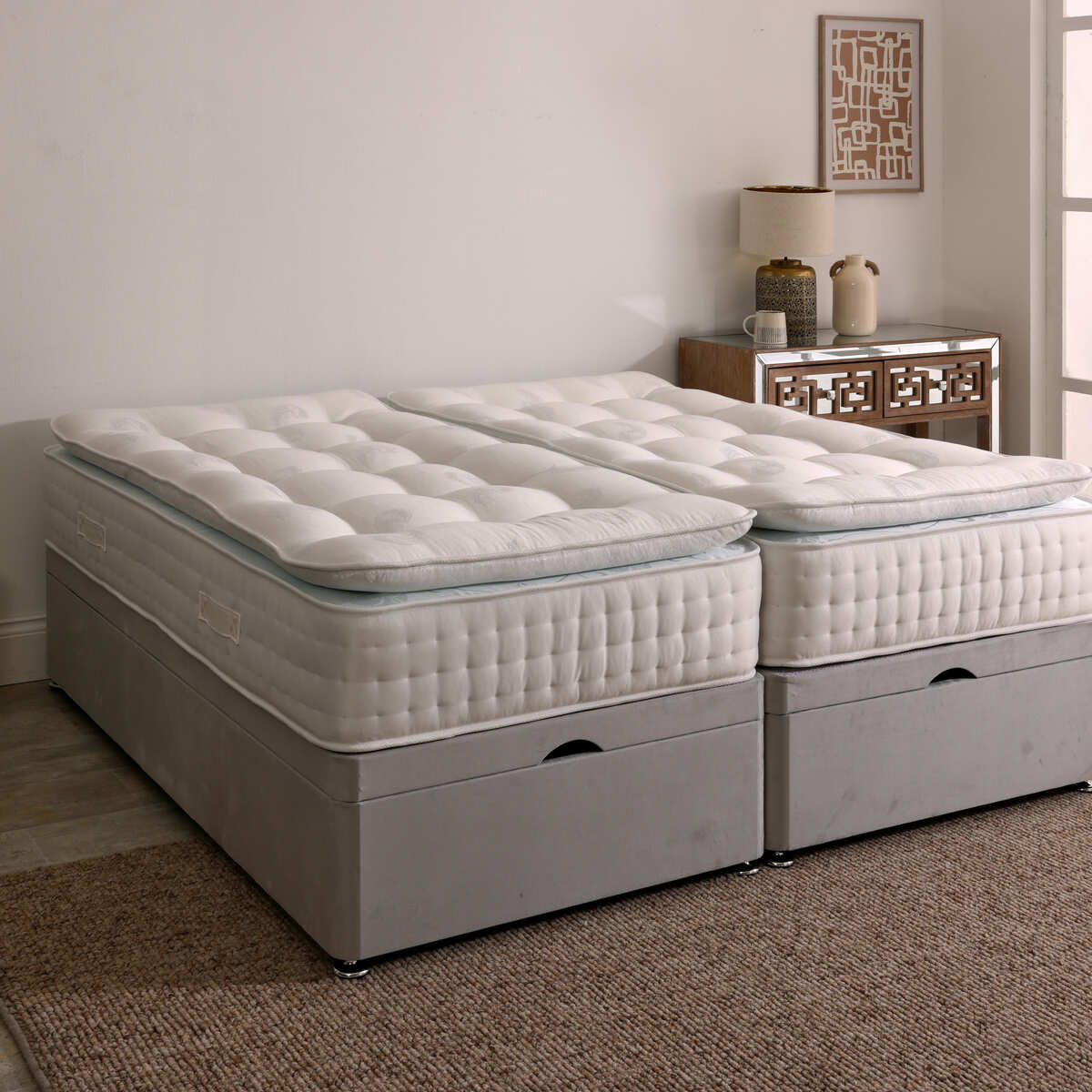 Relax Zip and Link Orthopaedic Coil Sprung Pillow Top Ottoman Divan Set - Image 4